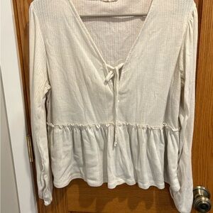 Altar'd State Cream Long Sleeve Blouse
